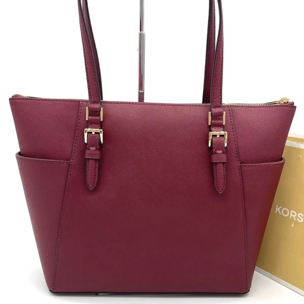 Michael Kors Large Charlotte Tote Bag Dark Cherry